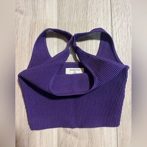 Babaton Purple Ribbed Cut Out Crop Tank Top